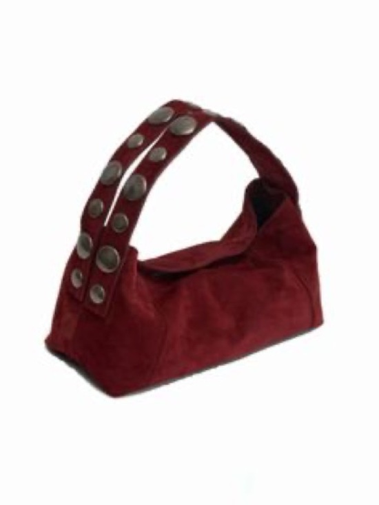 Zara Handbags - Zara Burgundy Suede Shoulder Bag with Silver Stud Strap